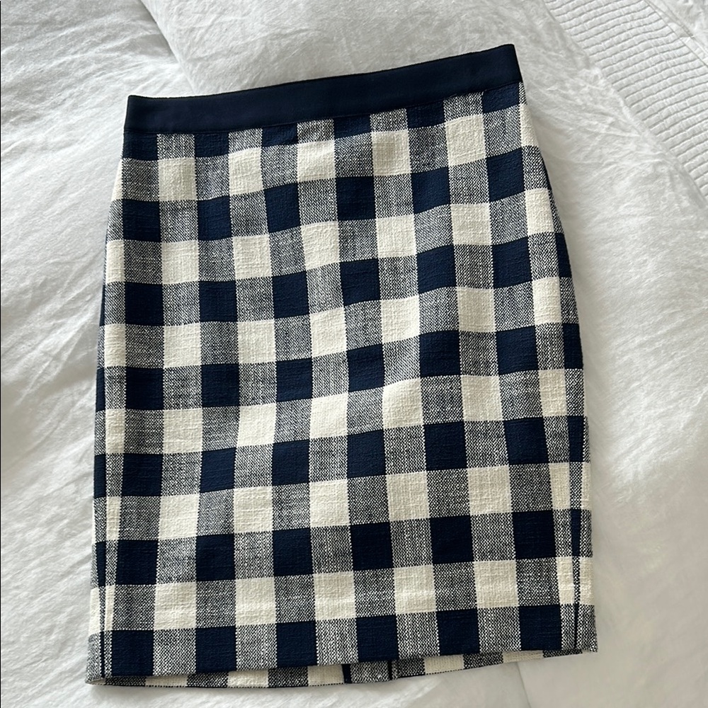 J. Crew Factory Blue and White Pencil Skirt Casual